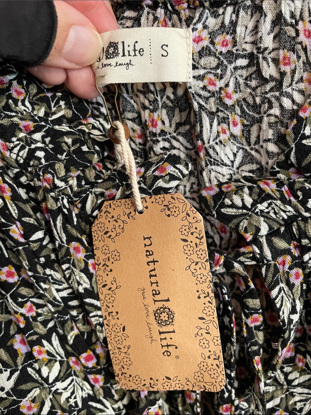 NATURAL LIFE Havana Nights Black Floral Ruffle-Tie Maxi Dress - Picture 7 of 17